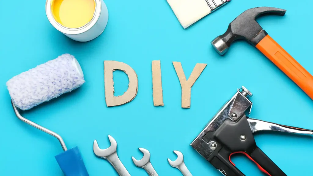 diy tools on a blue background