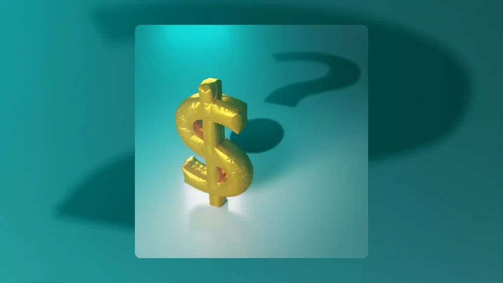 golden dollar and question mark sign as a shadow